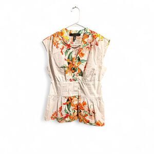 White House Black Market Women's Floral Summer Blouse